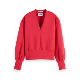 Overview image: V-neck puffed sleeved sweater